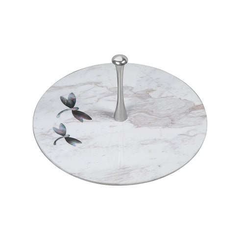 Marble Single Tier Tray with Handle